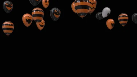 Halloween balloons transition with alpha channel Stock Footage