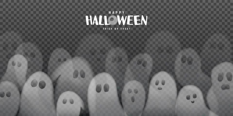 Halloween banner with ghosts Stock Illustration