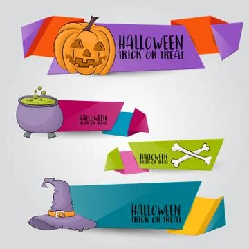 Halloween banner set. Horizontal vector illustration design. Stock Illustration