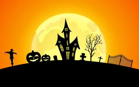 Halloween banner template with spooky elements background. Perfect as a web.. Illustrazione stock