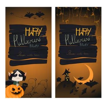Halloween Banners Set Stock Illustration