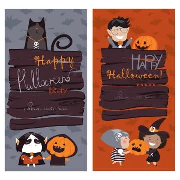 Halloween Banners Set Stock Illustration