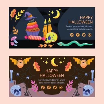 Halloween banners set template Stock Illustration