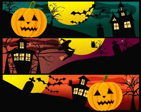 Halloween banners, vector Stock Illustration
