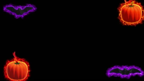 Halloween bat and pumpkin loop animation background Stock Footage 146255836