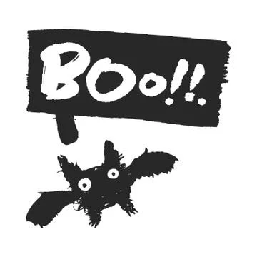 Halloween Bat with Boo Speechbubble Illustrazione stock