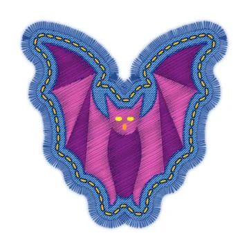 Halloween bat embroidery patch design Stock Illustration