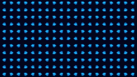 Halloween Bat in Glowing Blue Dancing Tiled Looping Motion Graphics Unfold Stock Footage 117892402