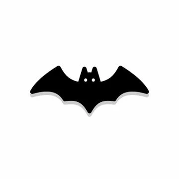 Halloween bat icon with glowing eyes, Halloween holiday. Stock Illustration