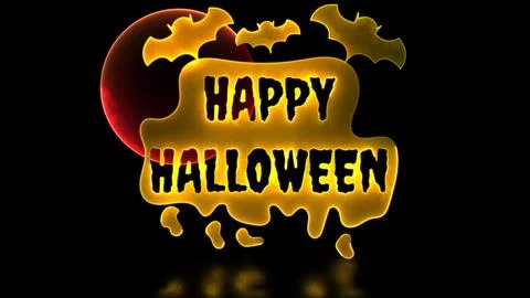 Halloween bat loop neon glow effect black background Stock Illustration