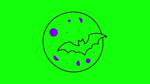 Halloween Bat Moon Draw Animation Green Screen Chroma Key 4K Stock Footage 339341035
