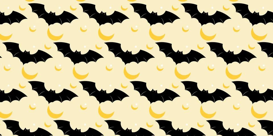 Halloween bat pattern with spooky flying bats illustration Stock Illustration