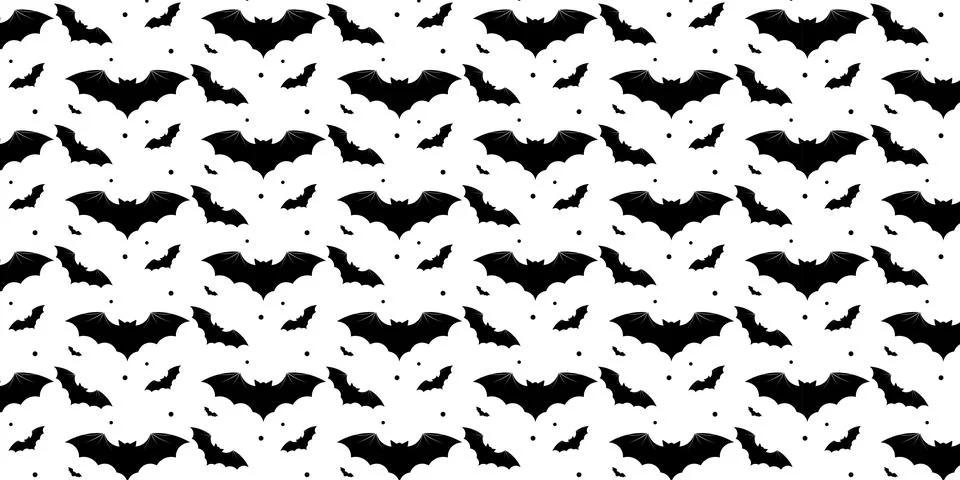 Halloween bat pattern with spooky flying bats illustration Иллюстрация