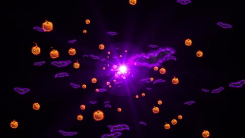 Halloween bat pumpkin loop animation background Stock Footage 146255938
