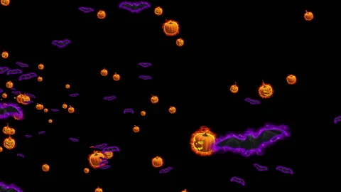 Halloween bat pumpkin loop animation background Video stock 146255962