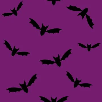 Halloween Bat Seamless Pattern on Purple Background Stockillustratie