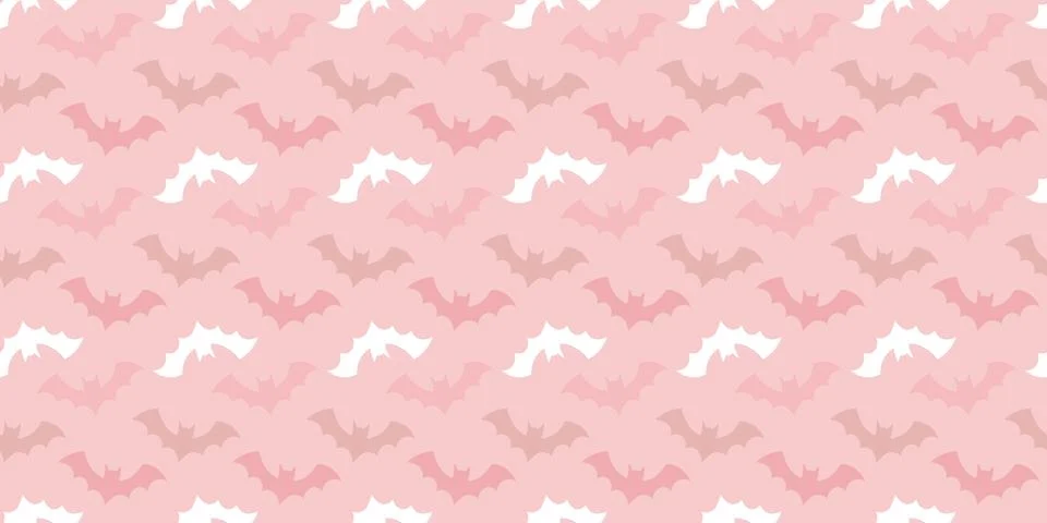 Halloween bat seamless repeat pattern pink background. Stock Illustration