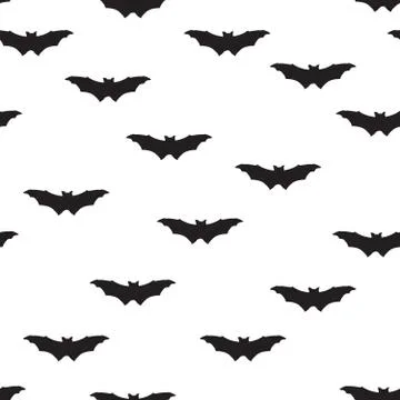 Halloween bat silhouette seamless pattern. Holiday Halloween background Stock Illustration