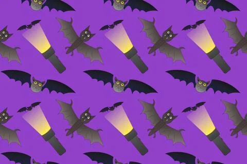 Halloween Bats and Flashlights Pattern Illustrazione stock