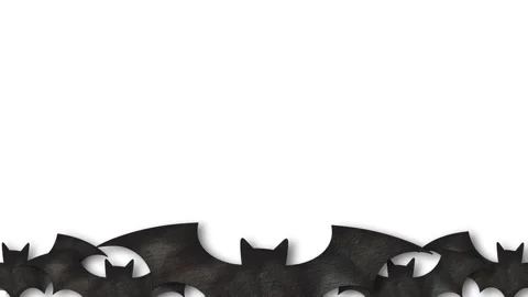 Halloween Bats Lower Third Border Animated Over White Background With Copy .. Stock Footage 346517840