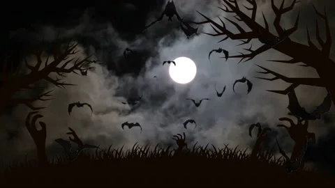 Halloween Bats on Moon Night Background ... | Stock Video | Pond5