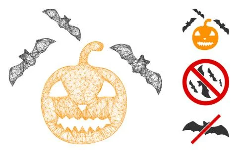 Halloween Bats Polygonal Web Vector Mesh Illustration Stock Illustration