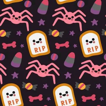Halloween beautiful patterns with elements Stock Illustration