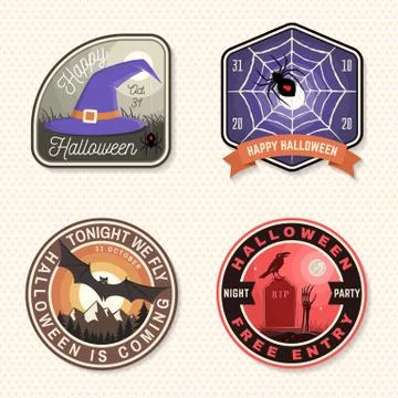 Halloween Beer party patch. Vector. Halloween retro badge, pin. Sticker for logo Stock Illustration