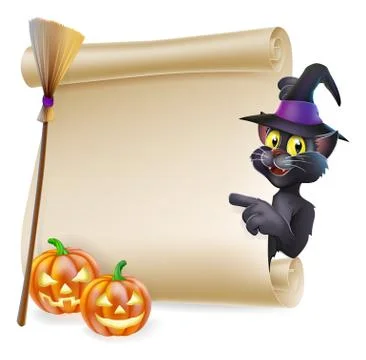 Halloween black cat scroll イラスト素材