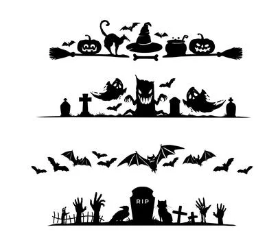 Halloween black frames, borders and dividers Stock Illustration