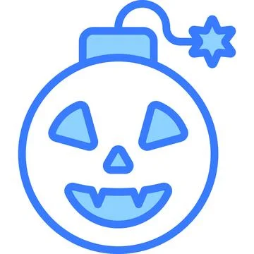 Halloween, bomb vector blue outline icon. Illustrazione stock