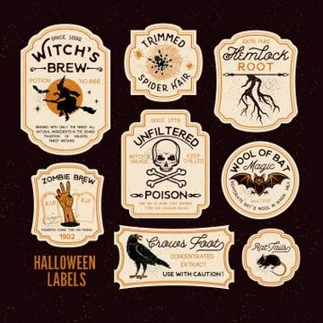 Halloween Bottle Labels Stock Illustration