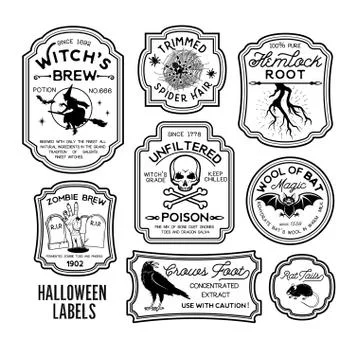 Halloween Bottle Labels Stock Illustration