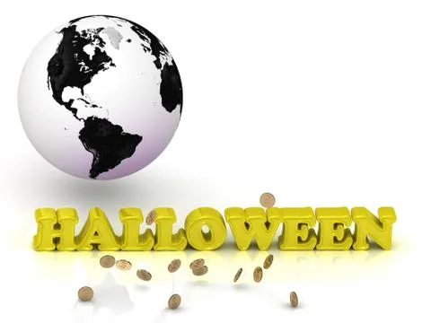 HALLOWEEN bright color letters, black and white Earth on a white background Stock Illustration