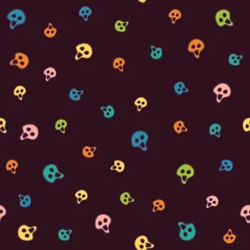 Halloween bright vector seamless pattern colorful skulls to all saints day. Fun Illustrazione stock