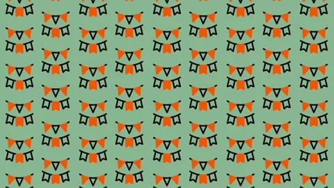 Halloween Bunting Flags Seamless Pattern Background. Video stock 325389126
