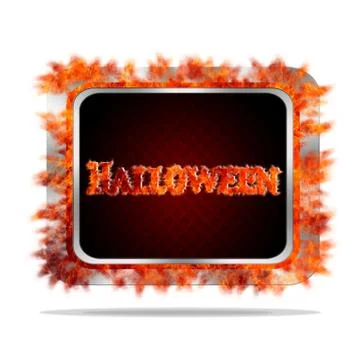 Halloween burning button. Stock Illustration