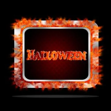 Halloween burning button. Stock Illustration