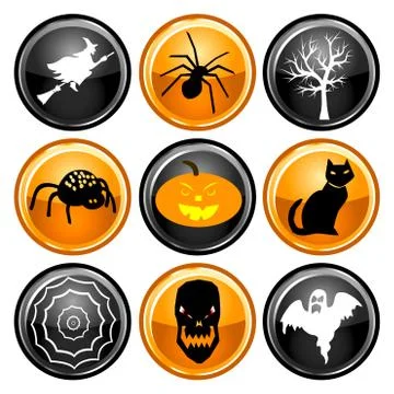 Halloween Button Icons Stock Illustration