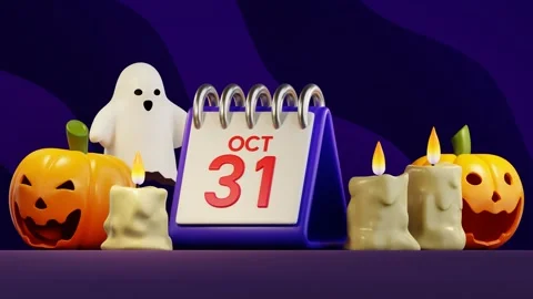 Halloween Calendar 3D Animation Stock Footage 345456592