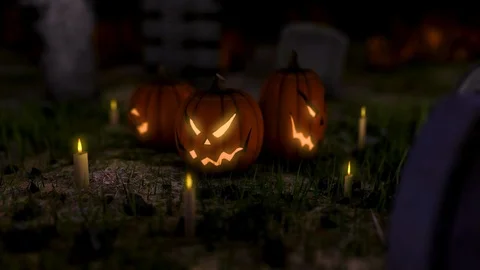 Halloween Camera Round Pumpkins + TEXT Stock Footage 115236614