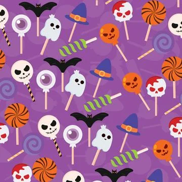 Halloween candies seamless pattern background Vector Stock Illustration