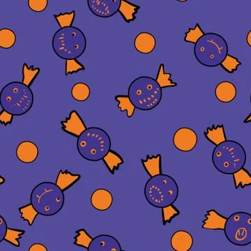 Halloween candies seamless vector pattern Stock Illustration