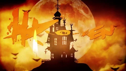 Halloween candle castle background Stock Footage 80200595