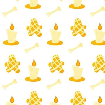 Halloween candle cookies bones pattern textile art Stock-Illustration