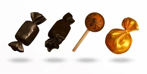 Halloween Candy 3d icon set. Stock Illustration