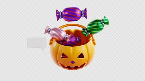 Halloween Candy and Trick or Treat 3D Animation Vídeos de archivo 345456586