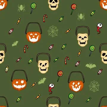 Halloween Candy Basket Pattern Stock Illustration