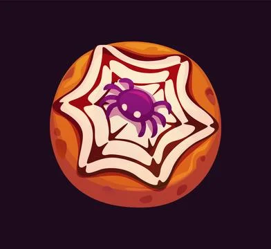 Halloween candy cookie biscuit with spider cobweb Stock Illustration