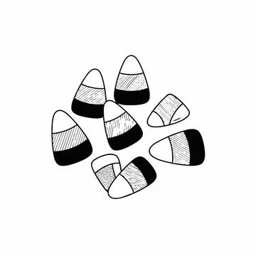 Halloween candy corn illustration black and white Silhouette Illustrazione stock
